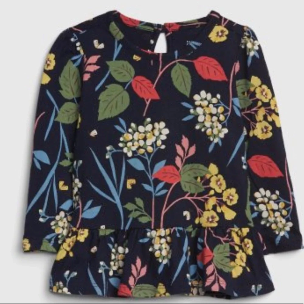 3- 6M Floral Peplum Shirt - Gap